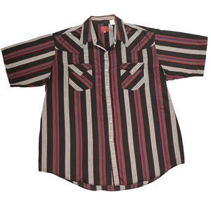 Vintage Plains Red and Black Striped Men's apearl Snap Shirt XL